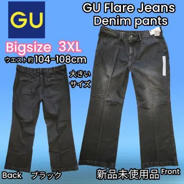 BIG 3XL GU 플레어 청바지 데님 팬츠 블랙