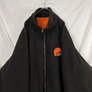 90s NFL 자수 플리스 자켓 NHL 갈색 브라운