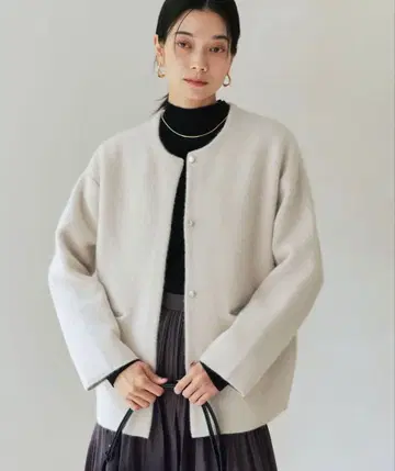 유나이티드 애로우즈 FOX 블렌드 세트 노카라 니트 가디건