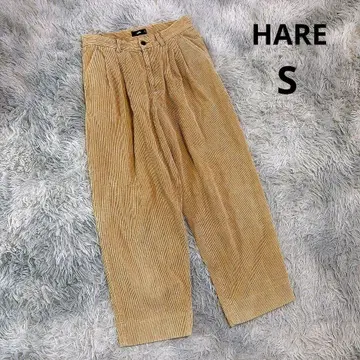 [ 하레 ] 코듀로이 와이드 팬츠 (S) 베이지 계열 더블 테이퍼드