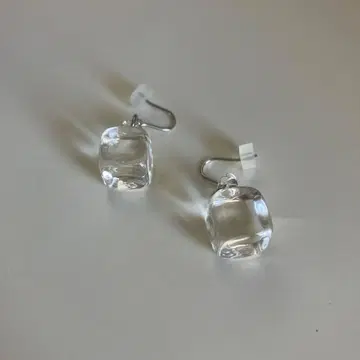유리 귀걸이 아이스 큐브 클리어 귀걸이