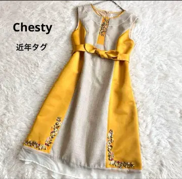 체스티 포멀 드레스 원피스 새틴 린넨 비쥬 벨트 포함