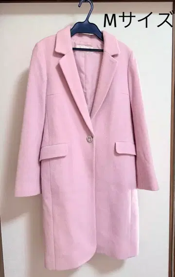 미슈마슈 브로치 포함 체스터 코트 핑크 M 사이즈