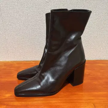 새상품급 자라 센터 심 블록 힐 24cm 짙은 갈색 다크 브라운