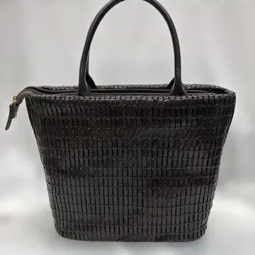 블랙 뜨개질 가죽 토트백