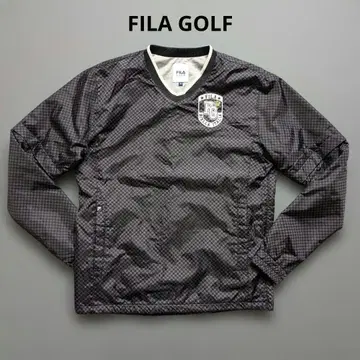 [ 컨디션 최상 ] 휠라골프 2way 체크 무늬 V넥 니트 블랙 M