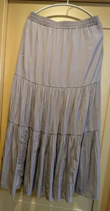 라이트 퍼플 티어드 롱 스커트