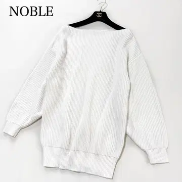 [노블] 보트넥 롱 니트 루즈핏 오버 화이트 프리 사이즈