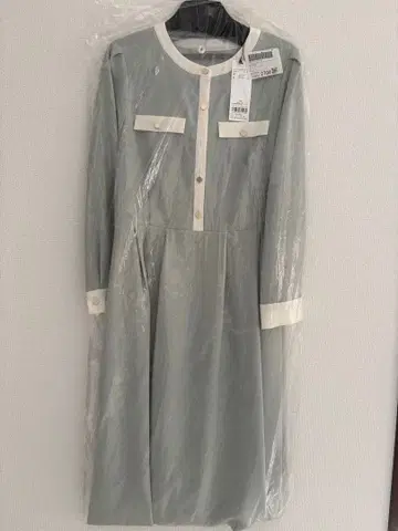 토널 바이컬러 플레어 원피스 사이즈 38 민트