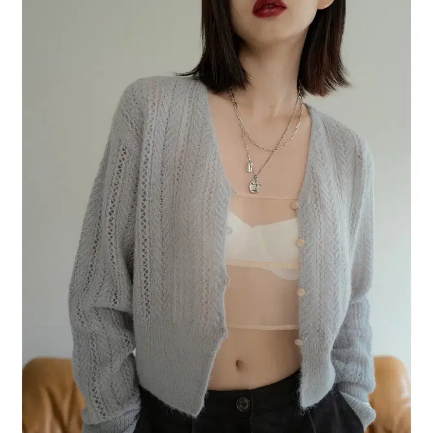 overdue flair RACCOON MINI CARDIGAN_グレー RACCOON MINI CARDIGAN_GRAY - overdueflair