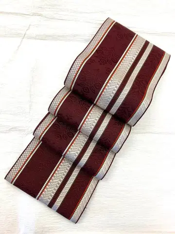 [ 중고 ] 하카타 반폭 오비 순수 실크 일본 정통의상 소품