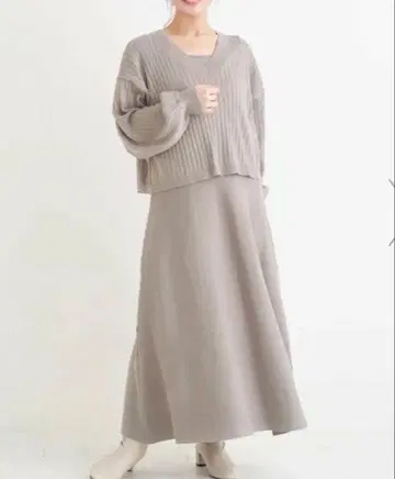 Re-j*V넥 니트 원피스 set