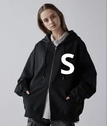 [ CLEL ] 헤비 웨이트 로고 자수 풀 집업 후드티 S 사이즈