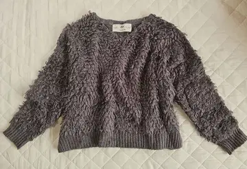 루프 편직 니트 퓨어세신 그레이 오버 사이즈 풀오버