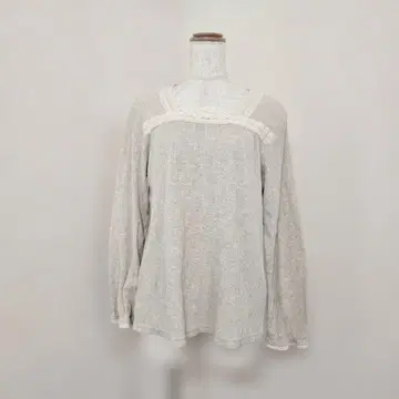 사만사 모스모스 리브 레이스 긴팔 티셔츠 베이지 계열 면 100%