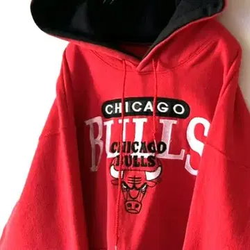NBA 시카고 BULLS 자수 맨투맨 후드티 L 레드 빨간색 구제 의류