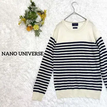 나노 유니버스/캐시미어 혼방 보더 무늬 니트 스웨터 얇은 소재 심플 고급
