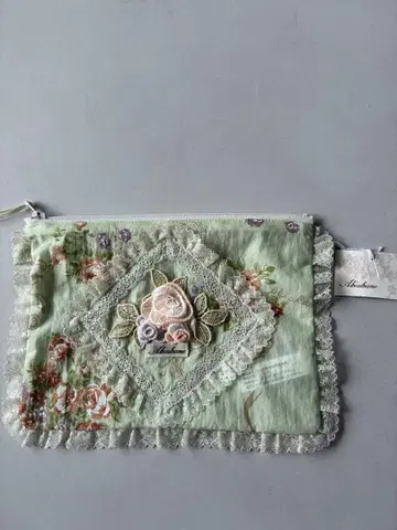 사에라 아키아카네 꽃무늬 레이스 파우치