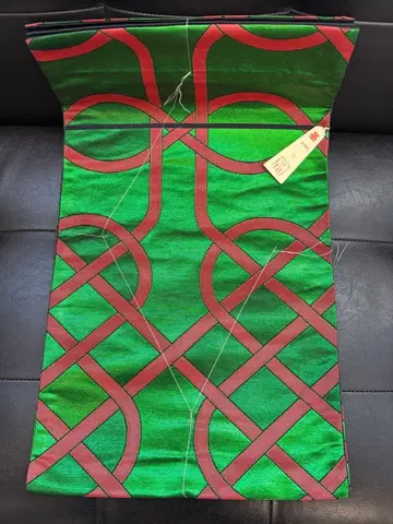 미사용 새상품급 후쿠로 오비 그린과 빨간색의 기하학 패턴 멋짐