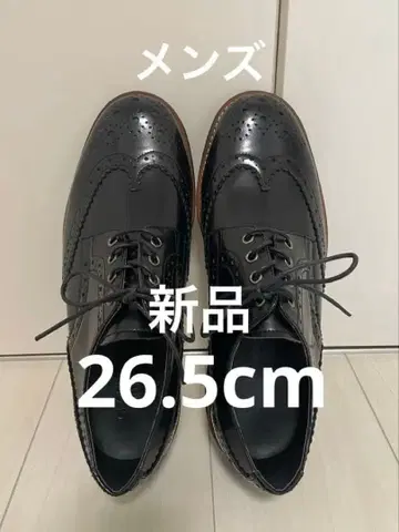 새상품 남성용 블랙 윙팁 가죽 신발