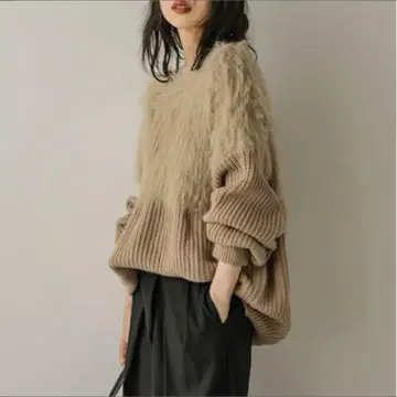 미사용 새상품 SUGAR BISKET 샤기 니트 도킹 풀오버