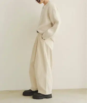 FASHIRU 코듀로이 캐주얼 팬츠 화이트