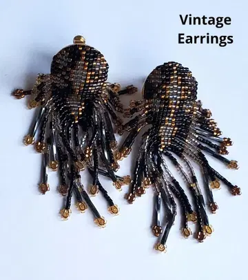 빈티지 비즈 편직 프린지 귀찌 주얼리