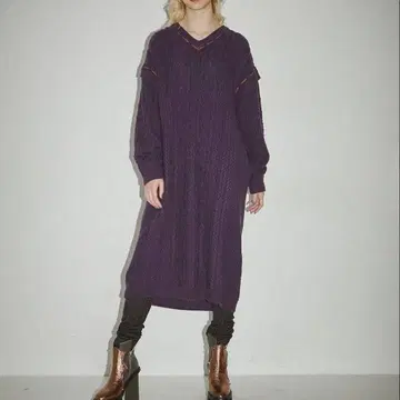 파메오 포즈 STITCHED KNIT DRESS 니트 원피스 퍼플