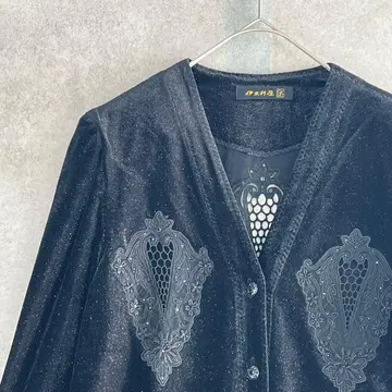 이타리야 이탈리아 (7) 디자인 롱 가디건 라메 장식 슬릿 블랙