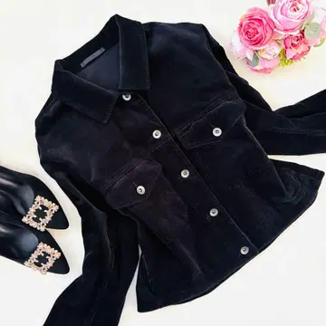 UNIQLO 새상품급 코듀로이 자켓 M 블랙 인기 크롭 기장