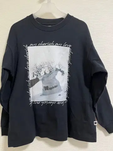 냅 타임 nissy 프린트 풀오버 티셔츠 블랙