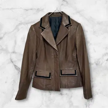 후지코 가죽 자켓 양가죽 100% 다크 브라운 레트로 계열 7P