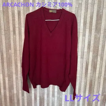 ARCACHON 남성용 캐시미어 V넥 스웨터 LL 사이즈 보르도