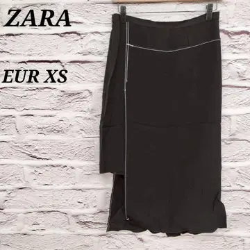 자라 EUR XS 비대칭 롱 스커트 블랙 봄/여름 여성용