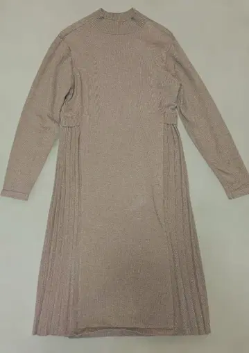 하이넥 플리츠 니트 원피스 블루이스트