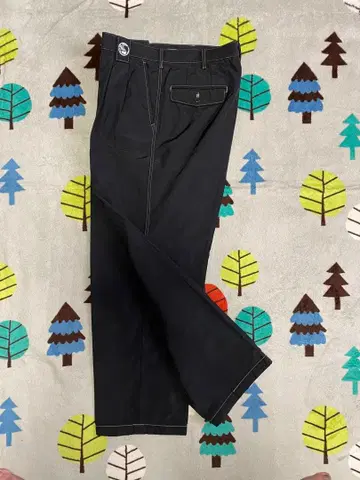 SINACOVA 블랙 스트레이트 팬츠 자수 로고 포함 속기모