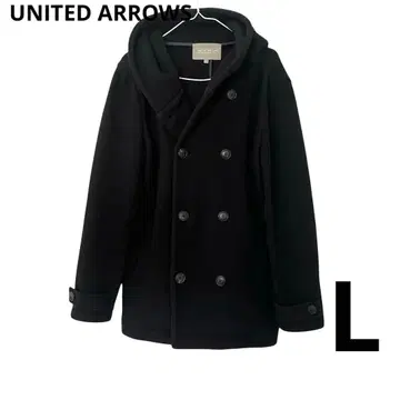 유나이티드 애로우즈 아우터 코트 블랙 더블 후디 울