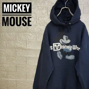 미키마우스 Disneyland 구제 의류 후드 맨투맨 네이비 M 속기모