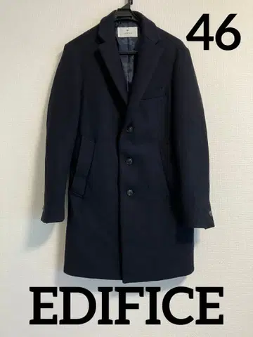 EDIFICE 에디피스 남성용 체스터 코트 울 네이비 46 M