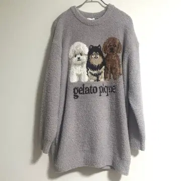 젤라또피케 파우더 DOG 3 패턴 자카드 풀오버