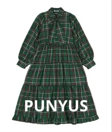 [ 완판템 ] PUNYUS 그린 체크 원피스