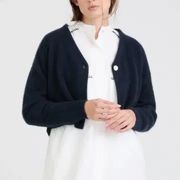 HOUSE OF LOTUS 울 폭스 가디건 네이비