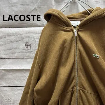 LACOSTE 지퍼 후드티 로고 원 포인트 브라운 악어 더블 지퍼