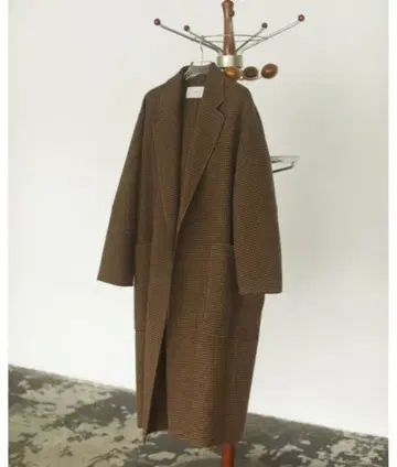 브라운 체크 무늬 롱 코트 todayful