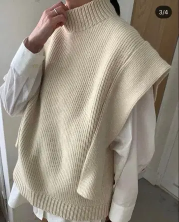 CLANE SQUARE SLEEVE KNIT VES 니트 베스트 아이보리