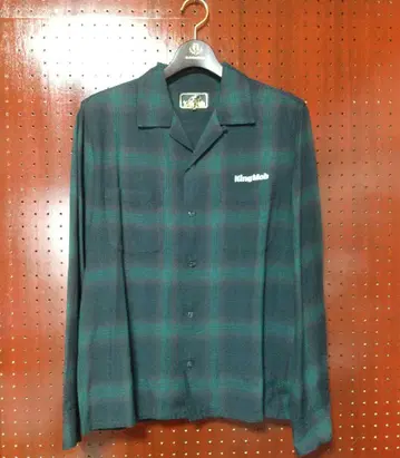 KingMob 남성용 체크 무늬 긴팔 셔츠 M 사이즈 일본제