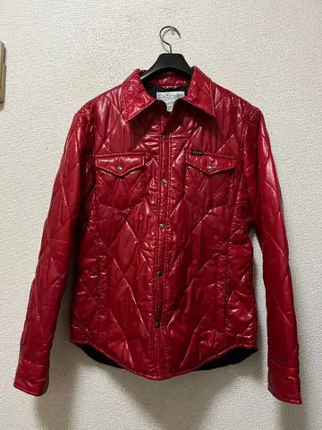 랭글러 나일론 퀼팅 자켓 /M 빨간색 충전솜 셔츠 스냅 버튼