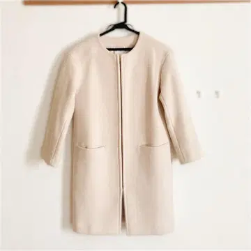 [ Noble ] 화이트 노카라 롱 코트