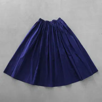 HUIS. 엔슈 직물 오가닉 코튼 롱 스커트 프렌치 네이비