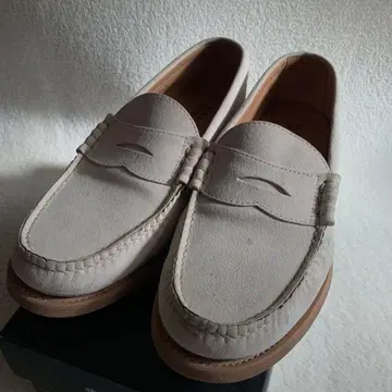 리걸 스탠다드 26cm 화이트 베이지 스웨이드 로퍼 가죽 신발